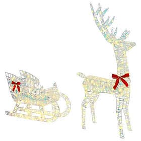 vidaXL Reindeer Pull Sleigh Warm white 70x26x128.5cm PET