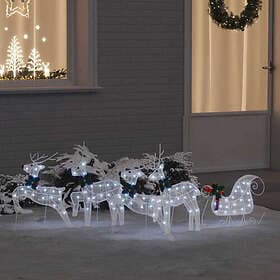 vidaXL LED Reindeers 5pcs White Fabric