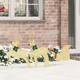 vidaXL LED Reindeers 3 pcs Warm White Fabric