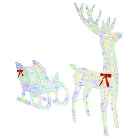 vidaXL Reindeer Pull Sleigh Colourful 70x26x128.5cm Acrylic