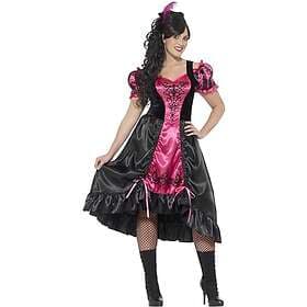 Smiffys 26529X3 Sassy Saloon Costume Dress with Feather Headpiece