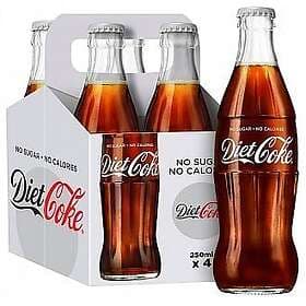 Coca-Cola Diet Coke Glass Bottle 4x25cl