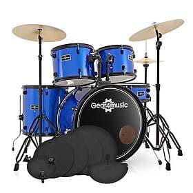 Gear4music BDK-1plus Full Size Starter Drum Kit + Practice Pack Blue