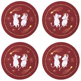 Arabia Mumin Festliga Stunder Glass Coaster 9 cm 4-pack Red