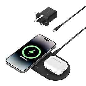 Belkin BoostCharge Pro 2-in-1 Wireless Charging Pad Qi2 Magnetic 15W WIZ021myBK