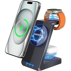 MANKIW 3-in-1 Wireless Charging Station for Apple Watch and iPhone, AirPods