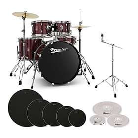 Premier Revolution 22" 5pc Low Volume Drum Kit Bundle Red Sparkle