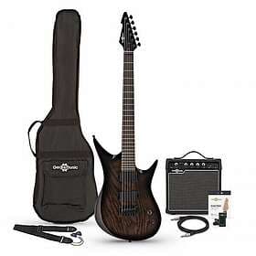 Gear4music Harlem 6 Electric Guitar + 15W Amp Pack Trans Black