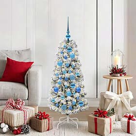 vidaXL Artificial Tree Hinged Green and White 120cm 150 LEDs