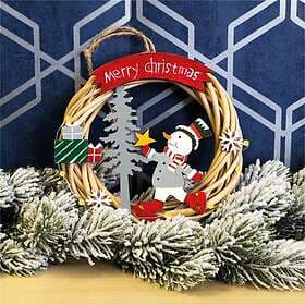St Helens Home & Garden GH970 Christmas Wicker Wreath with Snowman