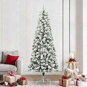 vidaXL Artificial Tree Hinged Green and White 240cm 300 LEDs