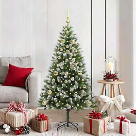 vidaXL Artificial Tree Flocked Snow Green and White 150cm