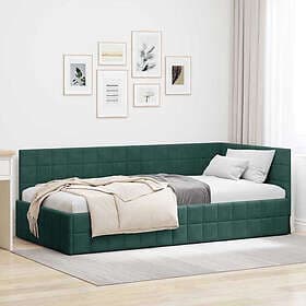vidaXL Corner Bed Frame Dark Green 90x190cm 42016380