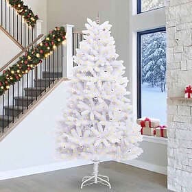vidaXL Artificial Tree Hinged White 300cm 300 LEDs