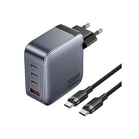 Vention TZ-FETH0-EU GaN 4-Port Desktop Charger with 1m USB-C Cable 100W