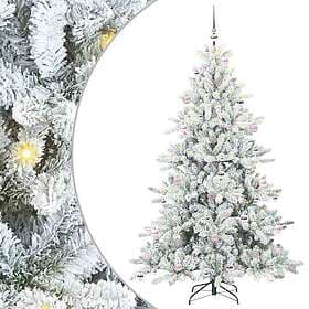 vidaXL Artificial Tree Hinged White 210cm 300 LEDs
