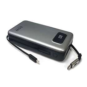 SiGN Kraftfull Powerbank med Inbyggda Kablar 20000mAh 65W USB-C/Lightning