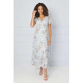 Wallis Floral Satin Ruffle Hem Midaxi Dress