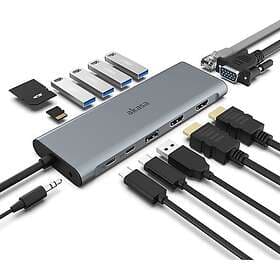 Akasa USB-C Docking Station with VGA, 2 x HDMI, 1GbE (AK-CBCA28-18BK)