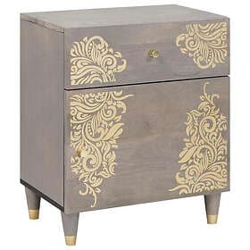 vidaXL Nightstand with Door and Drawer Grey 50x33x60cm Solid Mango Wood 4018780