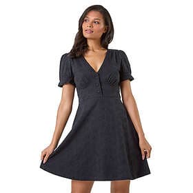 Roman Embroidered Cotton Stretch Jersey Frill Dress