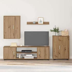vidaXL 3397903 TV Bench Set Wall Mounted 4 pcs Artisan Oak Engineered Wood
