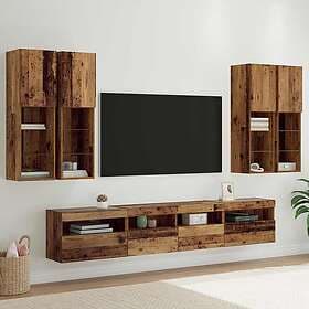 vidaXL 3402794 TV Wall Unit Set with LED Lights Wall Mounted 7 pcs Old Wood