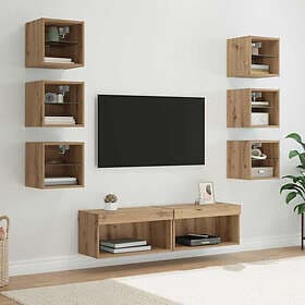 vidaXL 3402939 TV Cabinet with LED Strip Light with Drawer 8 pcs Artisan Oak Gla
