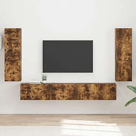 vidaXL 3409047 TV Bench Set Wall Mounted 4 pcs Smoked Oak Engineered Wood
