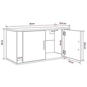 vidaXL 881152 TV Storage Wall Mounted Black Oak 80 x 34.5 x 40 cm