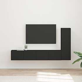 vidaXL 3408989 TV Bench Set Wall Mounted 2 pcs Black Constructed Wood
