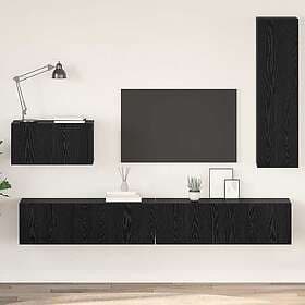 vidaXL 3393175 Wall Mounted TV Cabinet 4 pcs Black Oak Engineered Wood