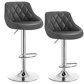 Woltu Adjustable Swivel Bar Stools Set of 2 Faux Leather BH23gr-2