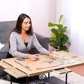 Puzzle table with drawers