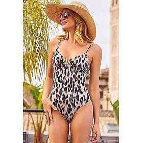 Sosandar Leopard Print V Trim Swimsuit (Women's)