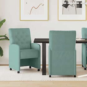 vidaXL Dining Chairs with Wheels Sea Green 2-Pack 42017874