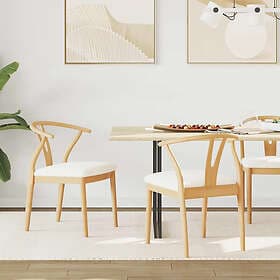 vidaXL Dining Chair Natural and Light Solid Rubber Wood 2-Pack 42020419