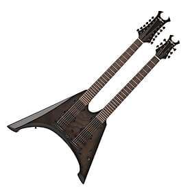 Gear4music Harlem V Double Neck Guitar Black