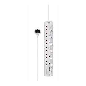Logik L6W4MUC23 6-Way Surge Protected Power Strip 4m