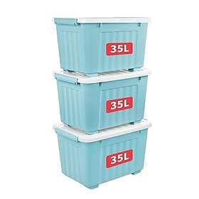 Cetomo 35L Storage Box with Lid Plastic Stackable 3-pack