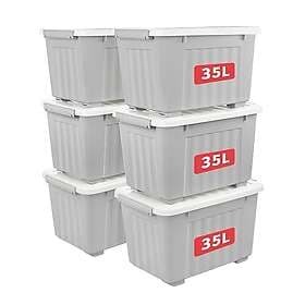 Cetomo Storage Box with Lid Plastic 35L 6-pack