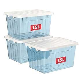 Cetomo 15 L Storage Box with Lid Plastic 3-pack