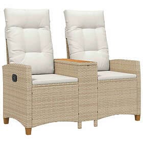 vidaXL Reclining Bench with Table Beige and White 126 x 65 x 112 cm