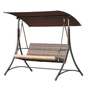 Angel Living SW-159T-BR 3-Seater Garden Swing Rattan Brown