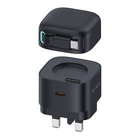 SilverLabel E71029024 2-in-1 Dual USB Type-C & Type-A GaN Charger with Retractab