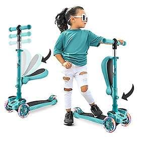Hurtle Kick Scooter 3-Wheel LED Wheels Adjustable Height Petroleum