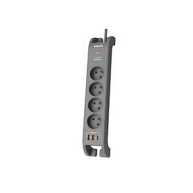 Philips SPN4140GA/60 4-Way Surge Protected Power Strip with 3x USB 2m