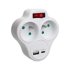 Maclean 2-Way Power Strip with 2x USB MCE336 E