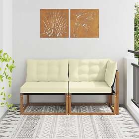 vidaXL Middle and Corner Sofa 2-piece Solid Acacia Wood