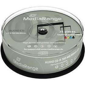 MediaRange CD-R 700MB 52x 25-pack Cakebox Audio Fullface Printable